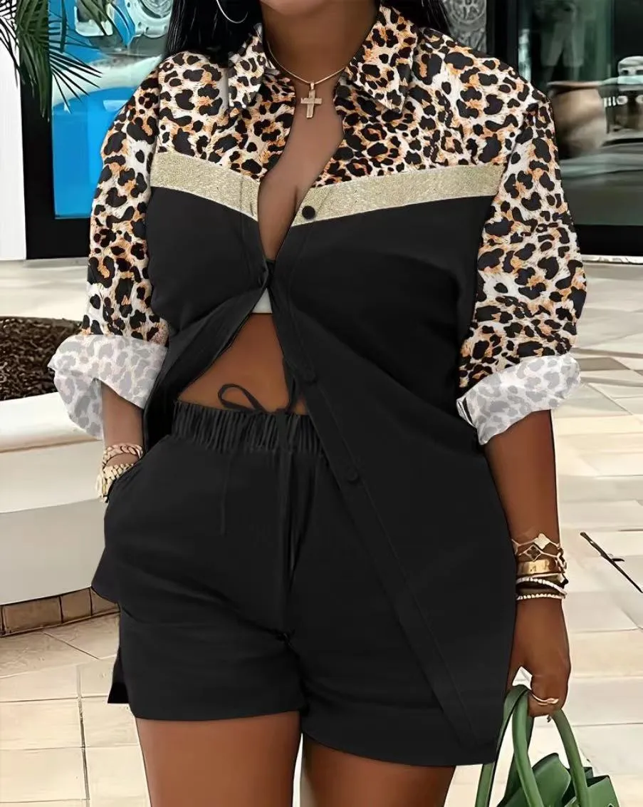 Elegant Commuter Long Sleeve Printed Shorts Two-Piece Set Women's Fashion Casual Set Polyester Fabric Other Features display picture 36