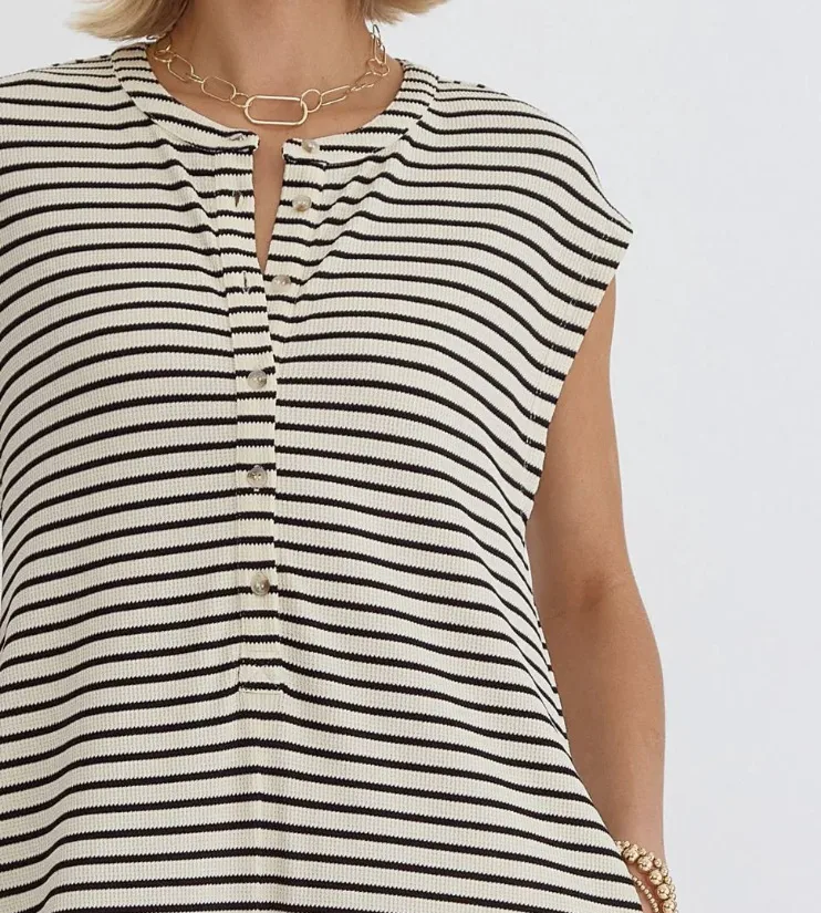 Casual Striped Wide Leg Jumpsuit Women Sleeveless Loose Design Spring And Summer New High Waist Trousers Comfortable Polyester Material display picture 6