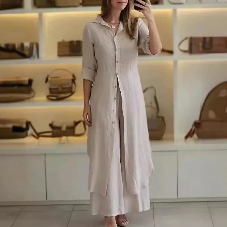 New Solid Color Stand Collar Dress Suit, Elegant Simple Loose Fashion Long Shirt display picture 3