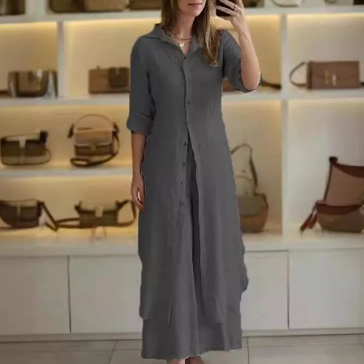New Solid Color Stand Collar Dress Suit, Elegant Simple Loose Fashion Long Shirt display picture 5