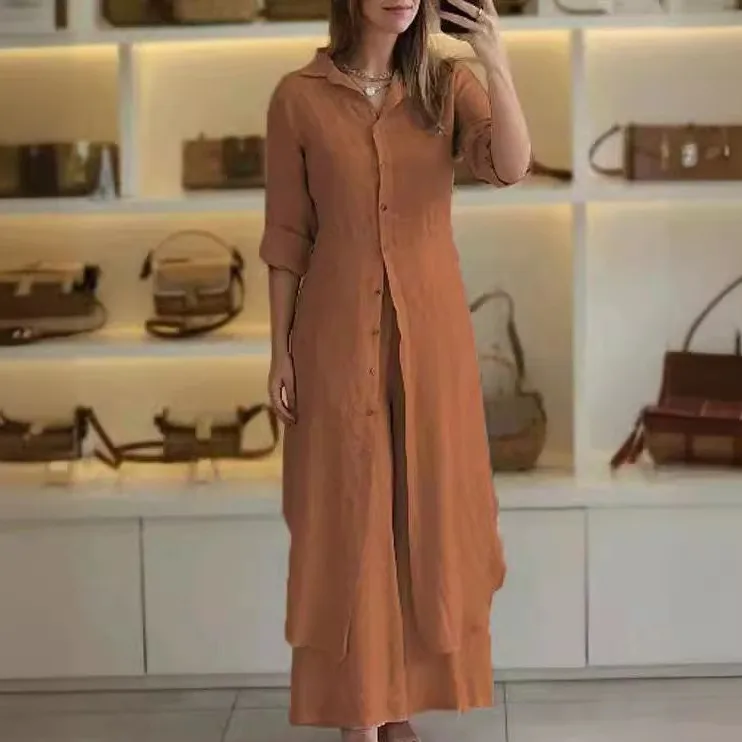 New Solid Color Stand Collar Dress Suit, Elegant Simple Loose Fashion Long Shirt display picture 8