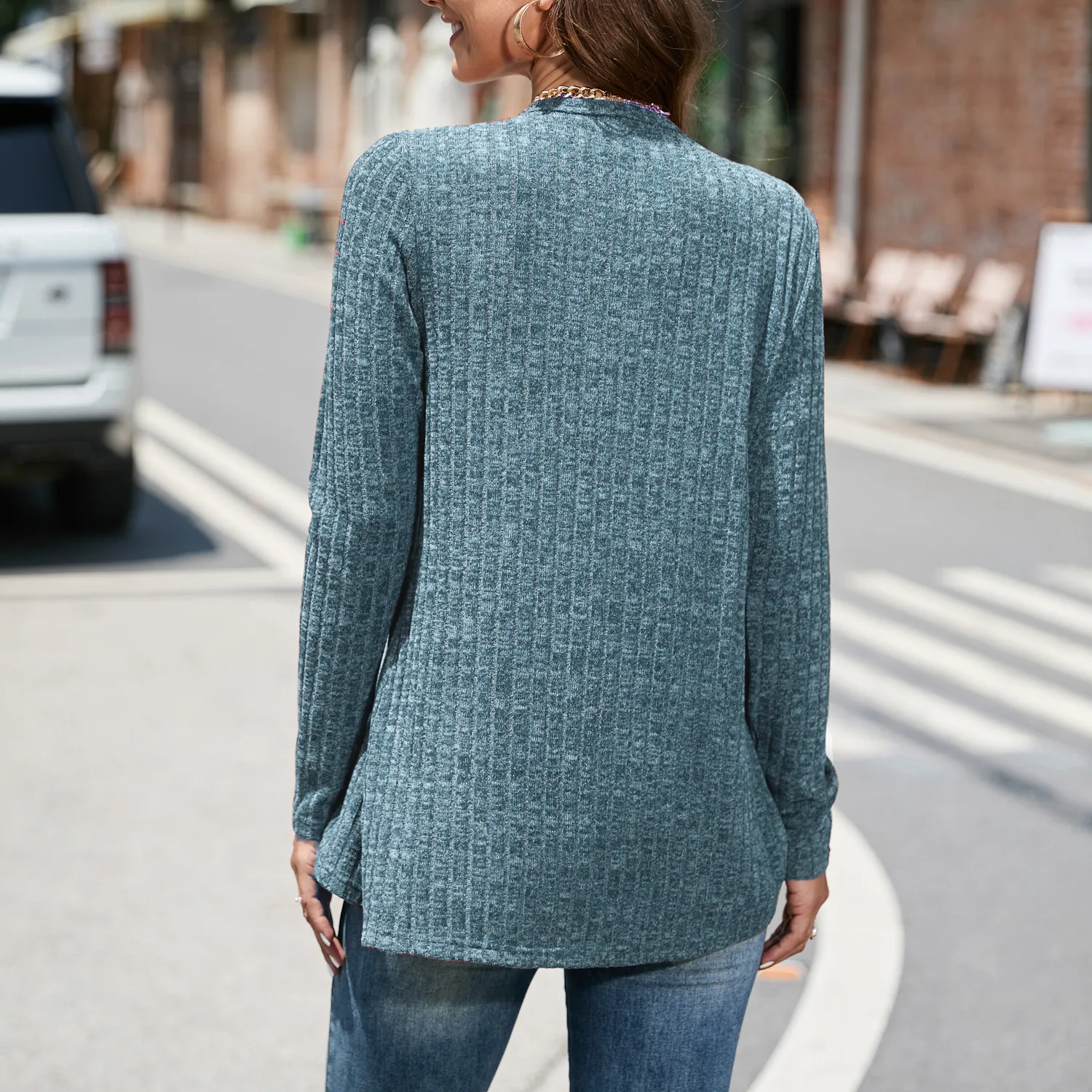 Autumn And Winter Knitted Sweater Women's Crew Neck Split Plus Size Women's Top Design Sense Niche Fashion Street Style Loose Design display picture 14