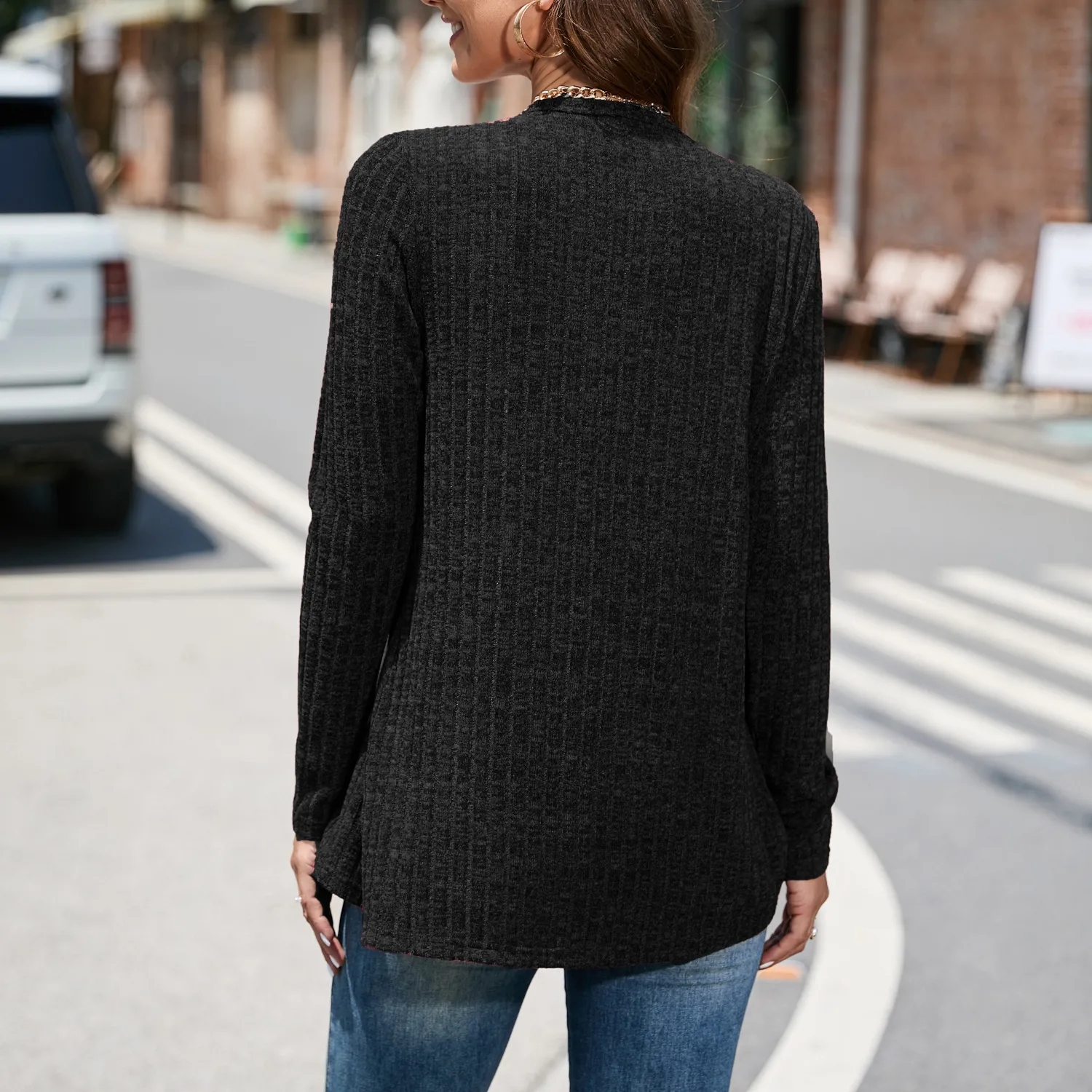 Autumn And Winter Knitted Sweater Women's Crew Neck Split Plus Size Women's Top Design Sense Niche Fashion Street Style Loose Design display picture 29