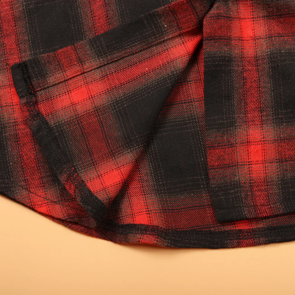 Plus Size Women's Plaid Shirt Long Sleeve American Retro Coat Fall Mid-Length Geometric Pattern Polyester Loose Design display picture 14