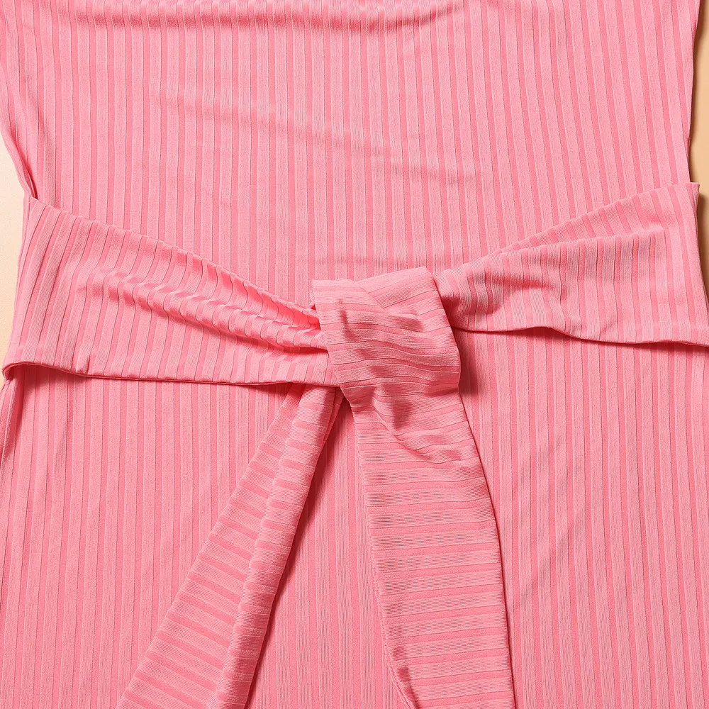 Solid Color Long Sleeve Dress Women Mid-Length Dress Dress Split High Waist Slim Fit Style Macaron Color Design Polyester And Spandex Material display picture 42