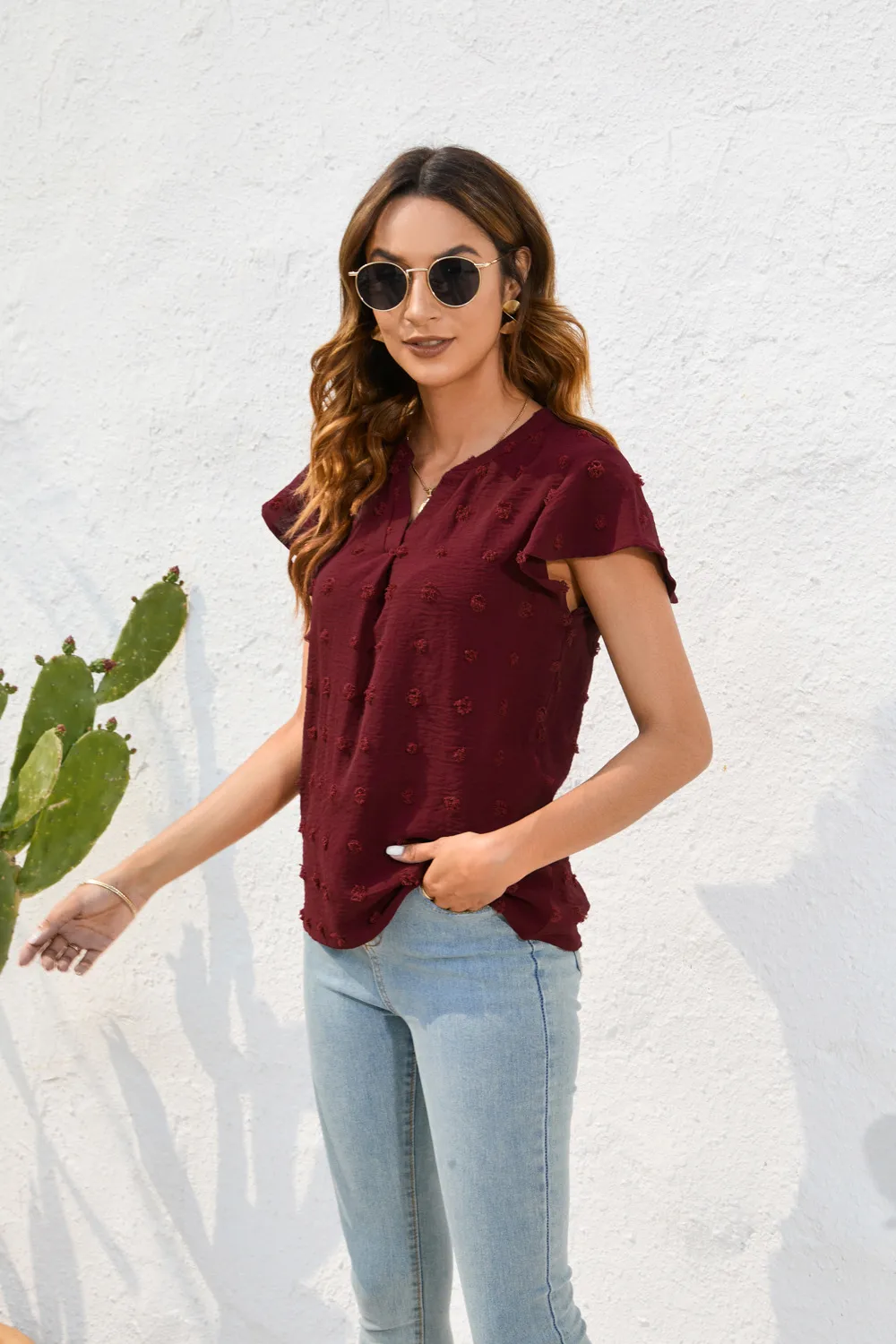 Spring And Summer Women's Loose-Fitting Casual Round-Neck Short-Sleeved T-shirt Commuter Plush Top Street Style Senior Street Style display picture 4