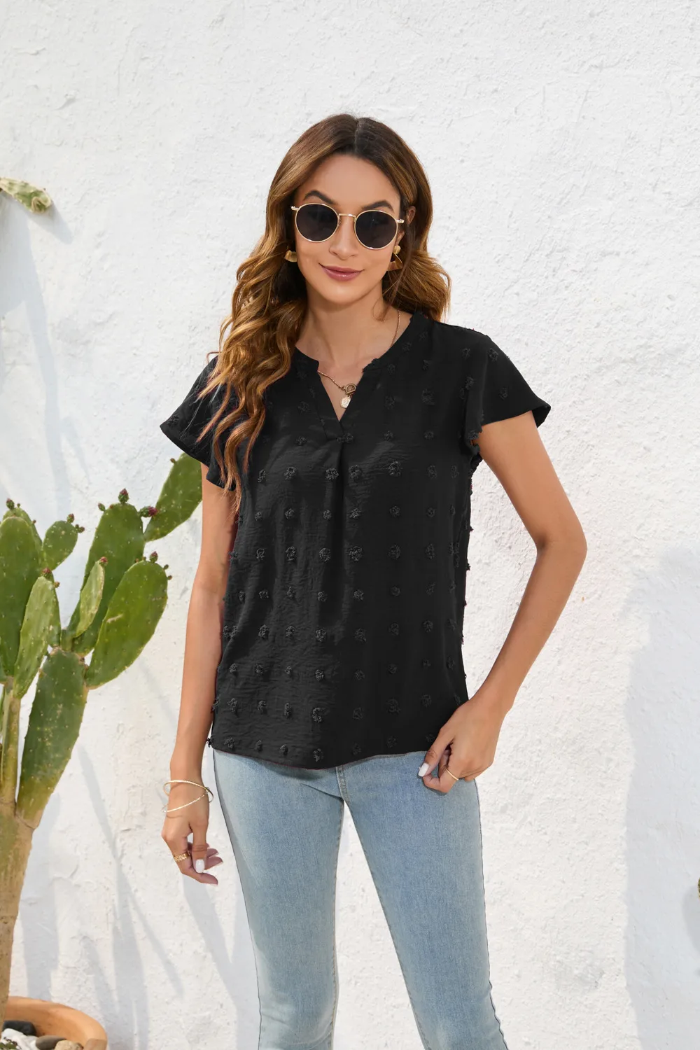 Spring And Summer Women's Loose-Fitting Casual Round-Neck Short-Sleeved T-shirt Commuter Plush Top Street Style Senior Street Style display picture 10