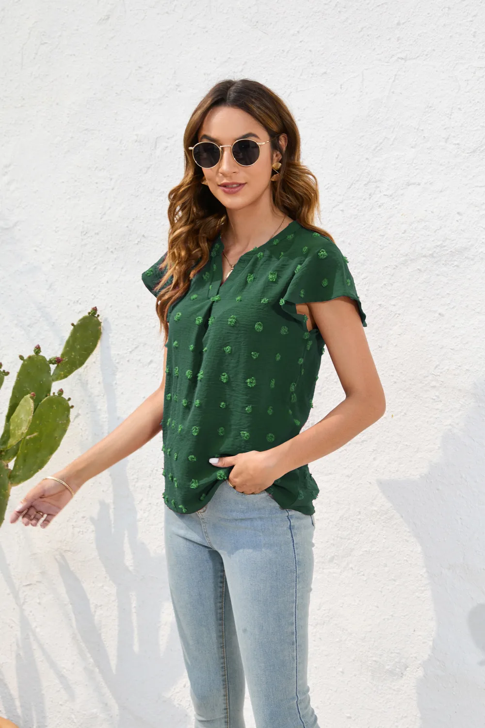 Spring And Summer Women's Loose-Fitting Casual Round-Neck Short-Sleeved T-shirt Commuter Plush Top Street Style Senior Street Style display picture 15