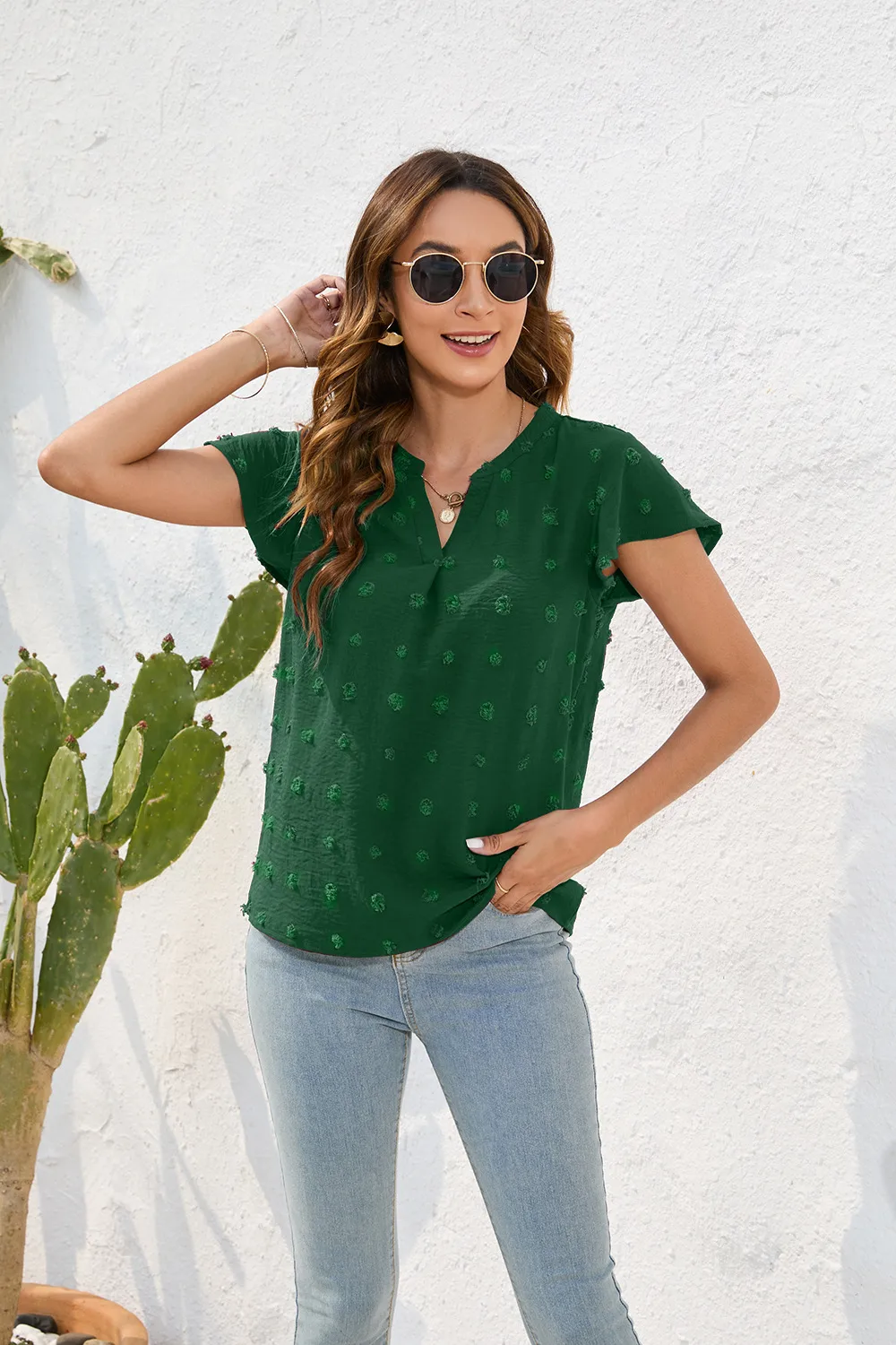 Spring And Summer Women's Loose-Fitting Casual Round-Neck Short-Sleeved T-shirt Commuter Plush Top Street Style Senior Street Style display picture 16