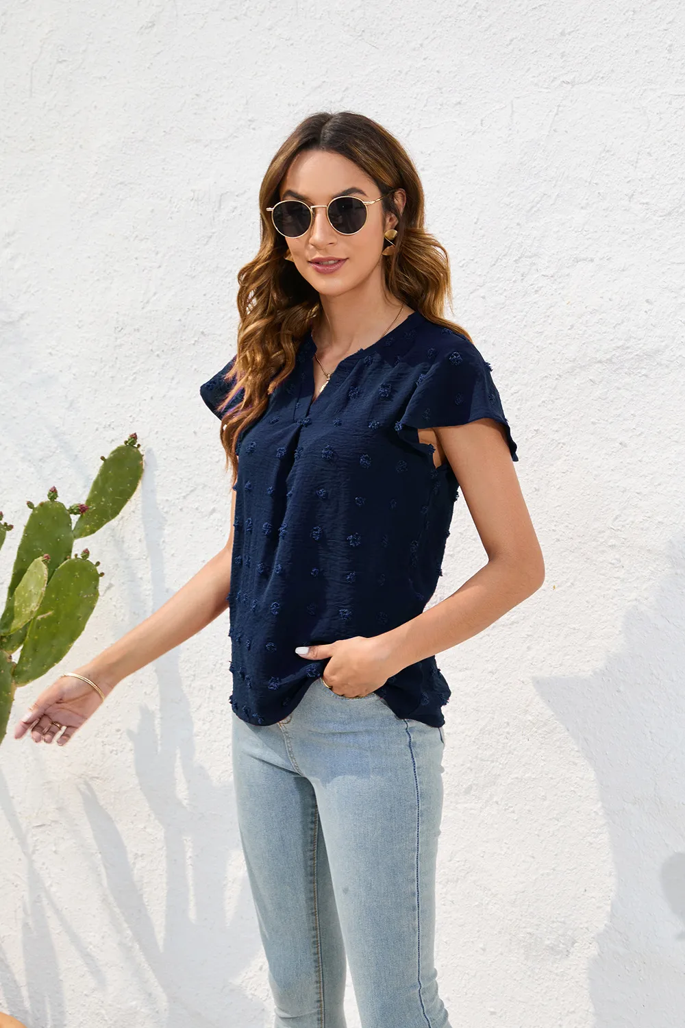Spring And Summer Women's Loose-Fitting Casual Round-Neck Short-Sleeved T-shirt Commuter Plush Top Street Style Senior Street Style display picture 18
