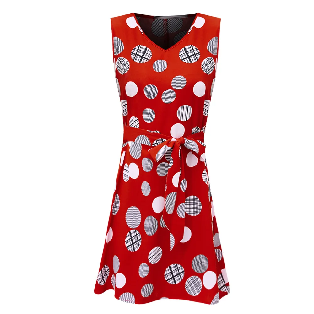 Retro Dots Printed Waist-Controlled Summer New Dress Party Print Clothing Retro Style Fresh Sweet Knee-Length A- Line Skirt display picture 32