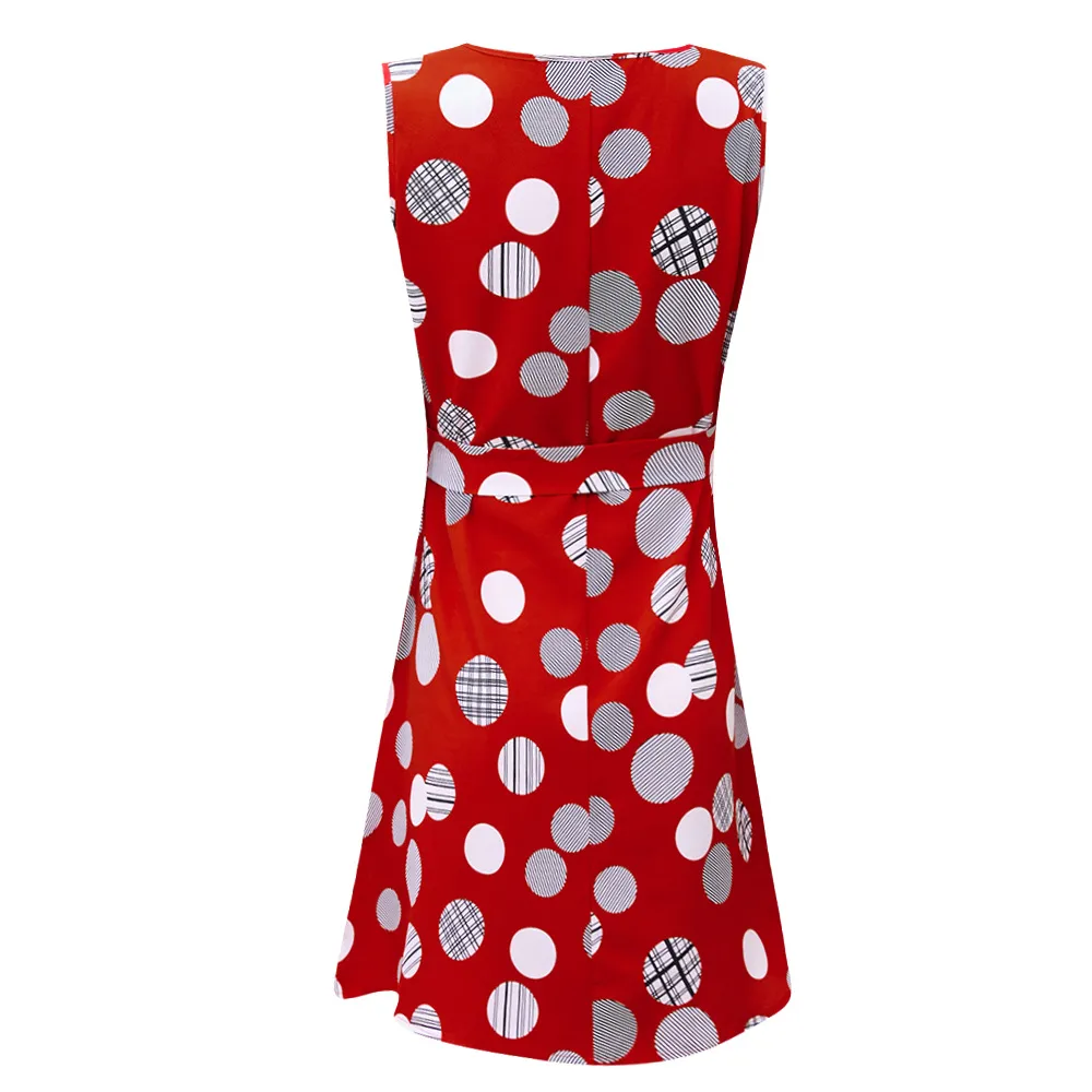 Retro Dots Printed Waist-Controlled Summer New Dress Party Print Clothing Retro Style Fresh Sweet Knee-Length A- Line Skirt display picture 33