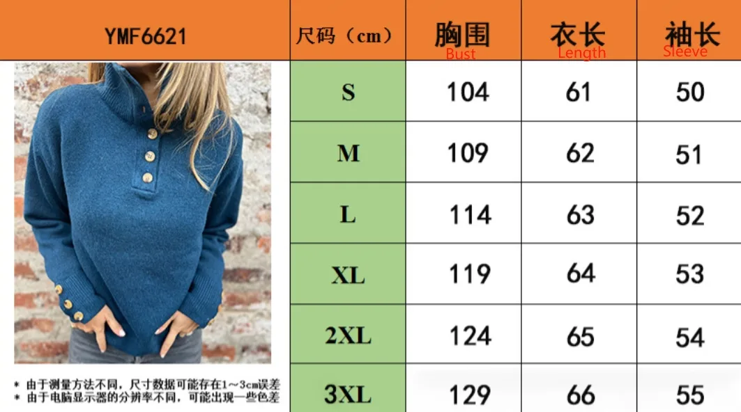 Casual Knitted Sweater Solid Color Buttons Stand Collar Loose Design Autumn And Winter New Comfort Cotton Blend Long Sleeve display picture 11