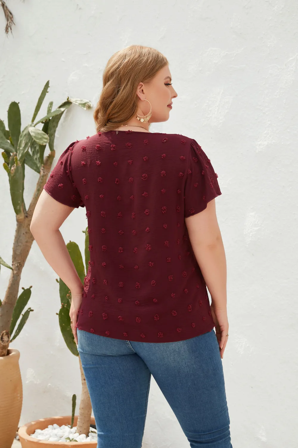 Casual Loose-Fitting T-shirt Spring/Summer Plus Size Women's V-neck Short Sleeve Commuter Plus Size Top Ball Pattern Street Style display picture 3