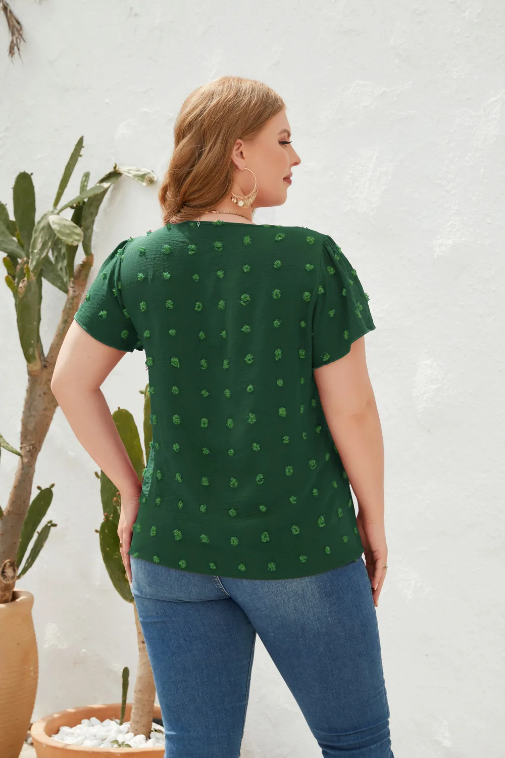 Casual Loose-Fitting T-shirt Spring/Summer Plus Size Women's V-neck Short Sleeve Commuter Plus Size Top Ball Pattern Street Style display picture 24