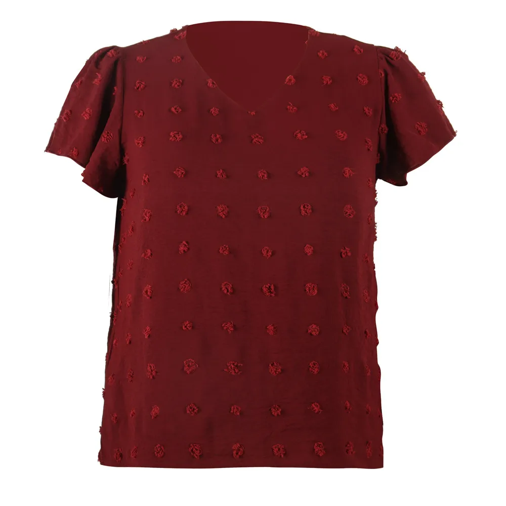 Casual Loose-Fitting T-shirt Spring/Summer Plus Size Women's V-neck Short Sleeve Commuter Plus Size Top Ball Pattern Street Style display picture 25