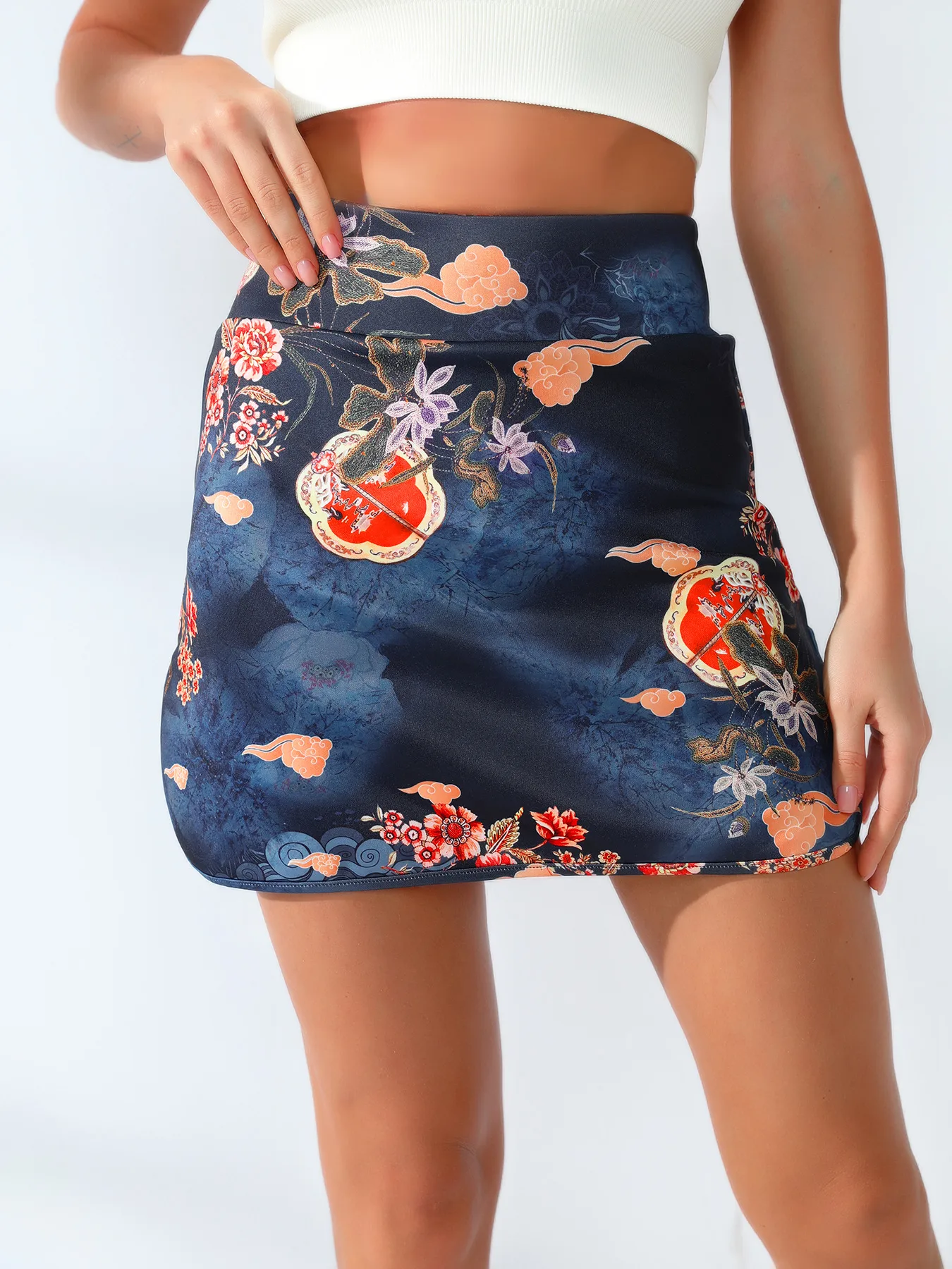 Slim Fit High Waist Print Leggings Safety Bottoming Skort  Style Baseball Skirt Slim Dress display picture 4