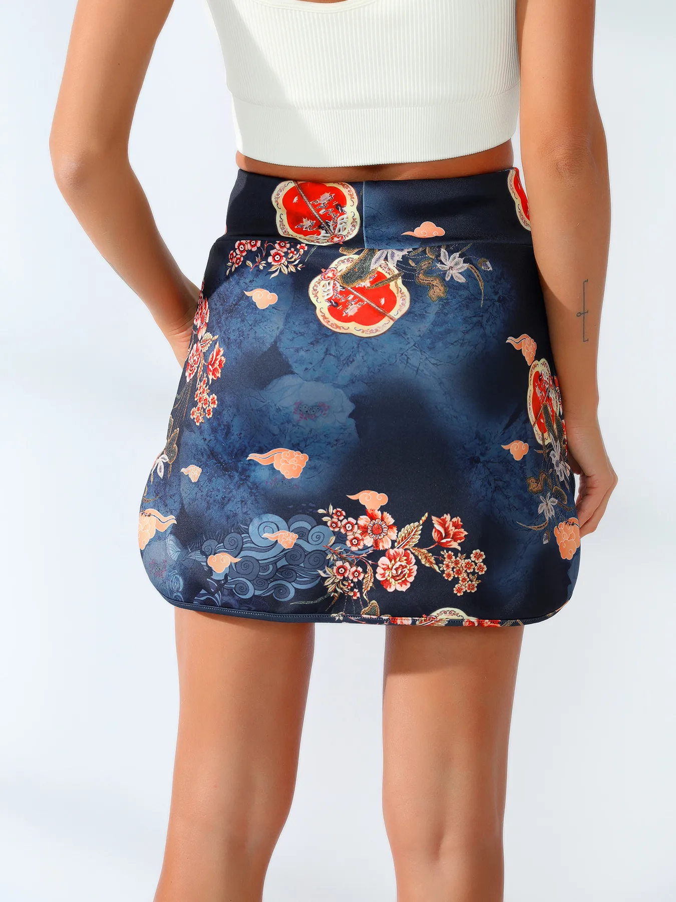 Slim Fit High Waist Print Leggings Safety Bottoming Skort  Style Baseball Skirt Slim Dress display picture 6
