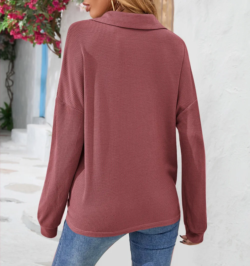 Fashion Style Long Sleeve Solid Color Buttons Shirt/T-shirt Autumn And Winter New Women's Clothing Fashion Street Style High Street Style display picture 6