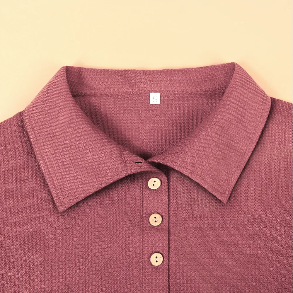 Fashion Style Long Sleeve Solid Color Buttons Shirt/T-shirt Autumn And Winter New Women's Clothing Fashion Street Style High Street Style display picture 7