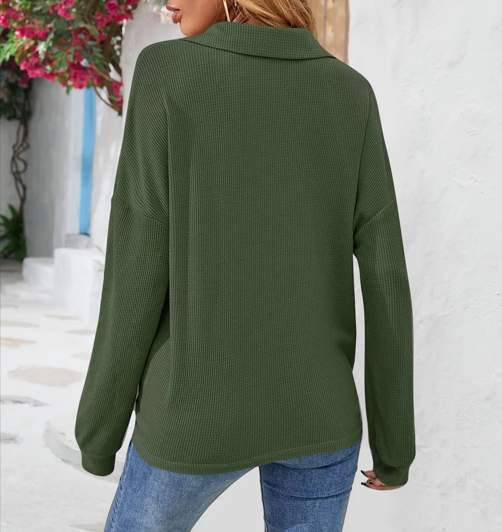 Fashion Style Long Sleeve Solid Color Buttons Shirt/T-shirt Autumn And Winter New Women's Clothing Fashion Street Style High Street Style display picture 16