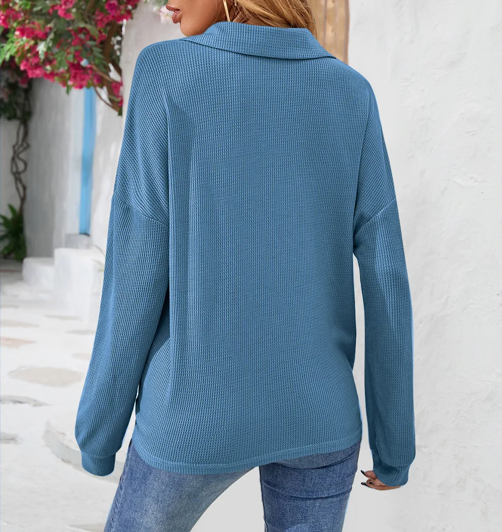 Fashion Style Long Sleeve Solid Color Buttons Shirt/T-shirt Autumn And Winter New Women's Clothing Fashion Street Style High Street Style display picture 21