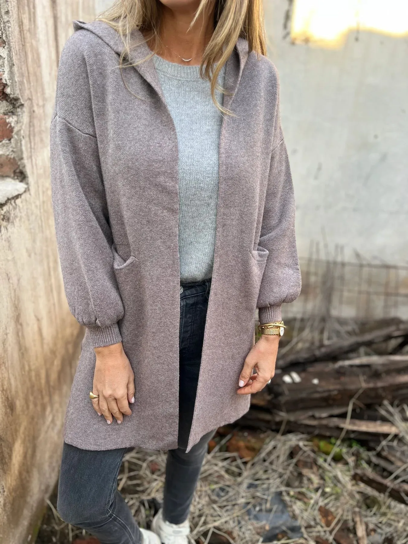 Casual Wool Jacket Coat Ladies Belt Pocket Hooded Solid Color Autumn And Winter Long Sleeve Loose Commuter Style Fashion display picture 1