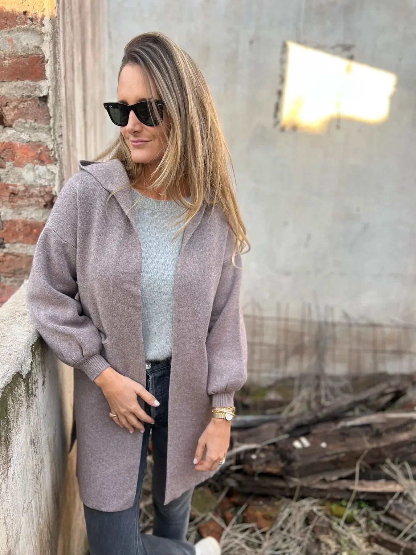 Casual Wool Jacket Coat Ladies Belt Pocket Hooded Solid Color Autumn And Winter Long Sleeve Loose Commuter Style Fashion display picture 2