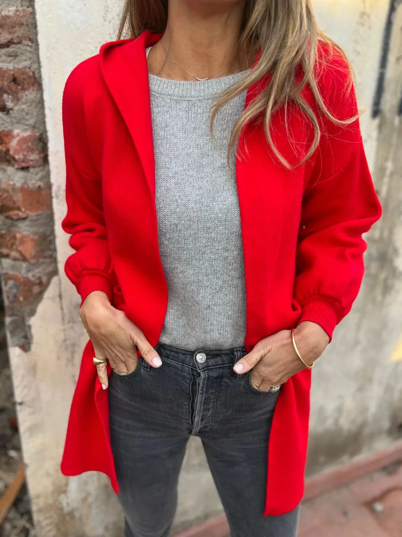 Casual Wool Jacket Coat Ladies Belt Pocket Hooded Solid Color Autumn And Winter Long Sleeve Loose Commuter Style Fashion display picture 6
