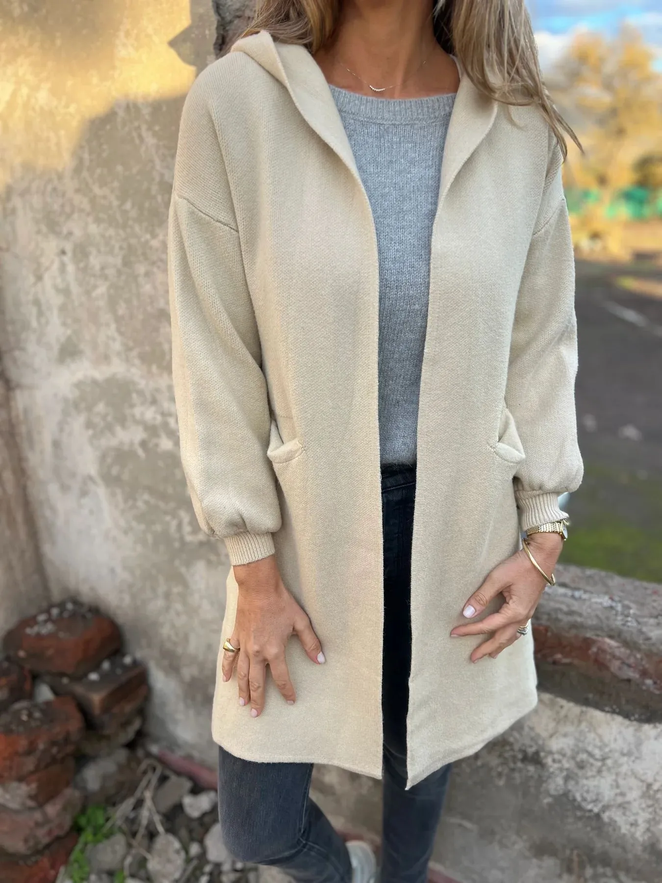 Casual Wool Jacket Coat Ladies Belt Pocket Hooded Solid Color Autumn And Winter Long Sleeve Loose Commuter Style Fashion display picture 7