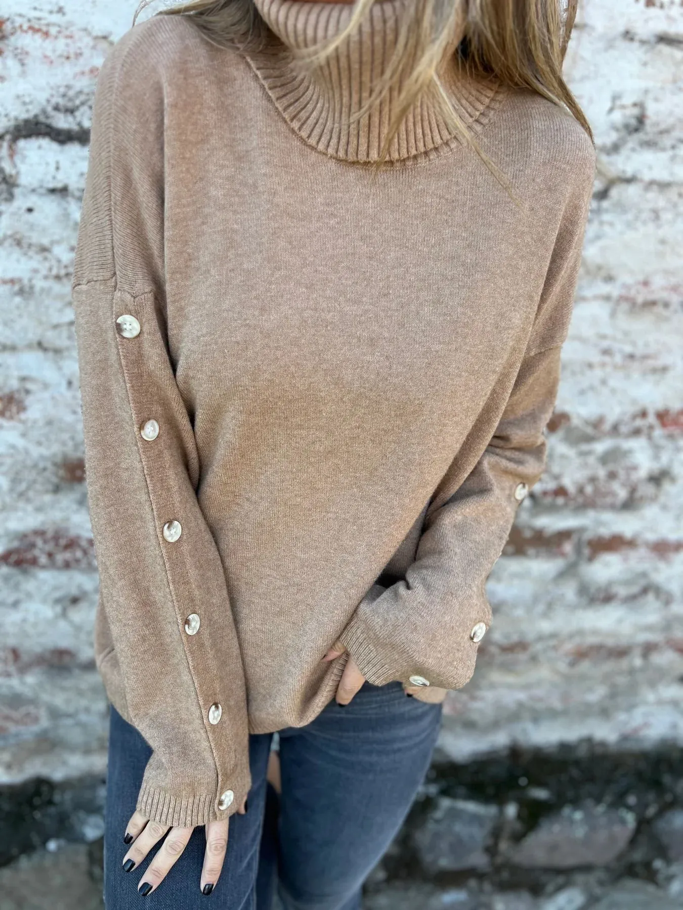 Casual Turtleneck Button Women's Knitwear Cotton Spandex Long Sleeve Solid Color Autumn And Winter New  Style display picture 7