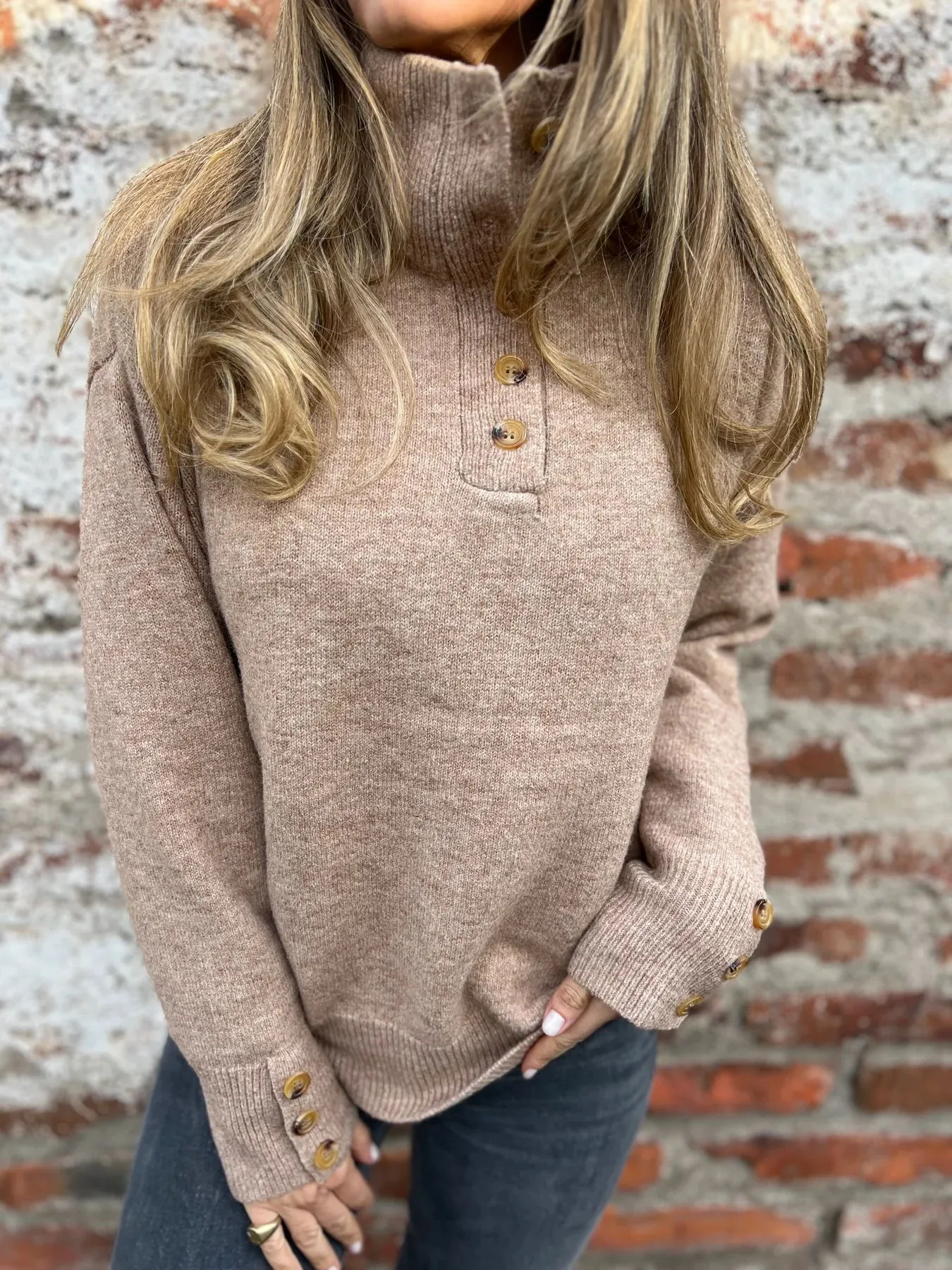 Casual Knitted Sweater Solid Color Buttons Stand Collar Loose Design Autumn And Winter New Comfort Cotton Blend Long Sleeve display picture 5