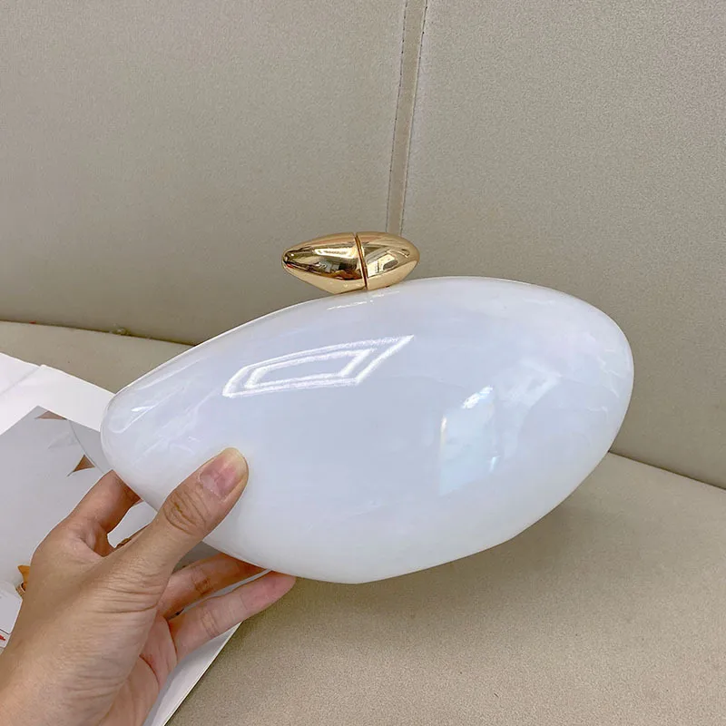 Elegant Simple Style Acrylic Marble Pattern Handbag Unique Oval Design Crossbody Bag Suitable For Evening Party Urban Simple Style display picture 17
