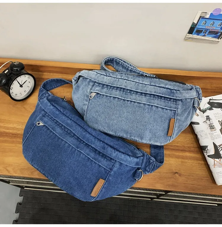 Harajuku Style Women's Cross-Body Bag Multifunction Denim Unisex Student Bag Hip Hop Trend Brand Street Fashion High Street display picture 8