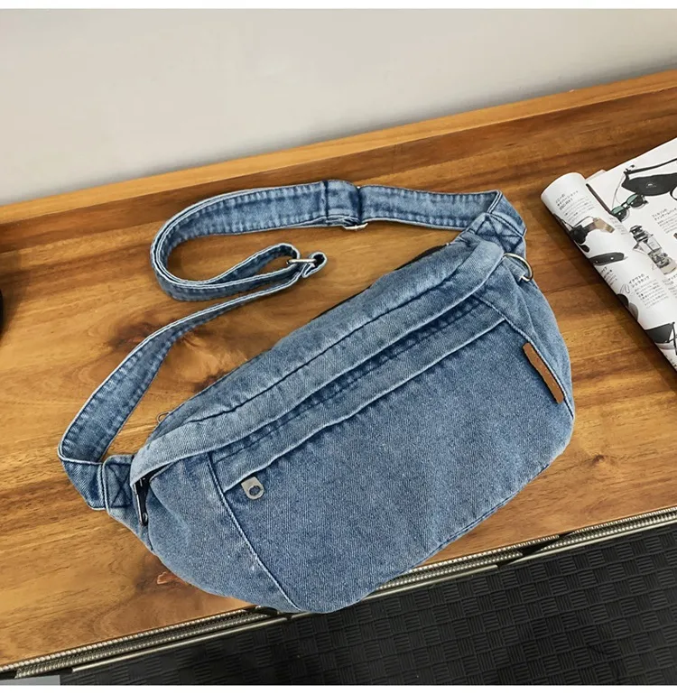 Harajuku Style Women's Cross-Body Bag Multifunction Denim Unisex Student Bag Hip Hop Trend Brand Street Fashion High Street display picture 9