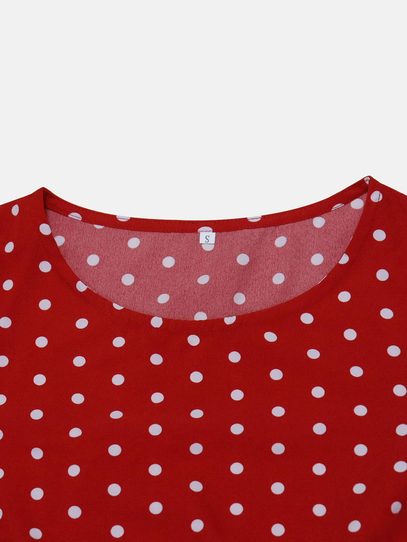 Elegant Retro Women's Dress Round Neck Short Sleeves And Dots Printed Waist-Controlled Full Skirt Mid-Length Dress Dress Suitable For Commuting display picture 6