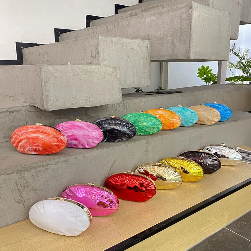 French Style Marble Pattern Acrylic Shell Handbag Clutch Messenger Bag Elegant Party Box-Shaped Shoulder Bag Small Size Urban Style display picture 1