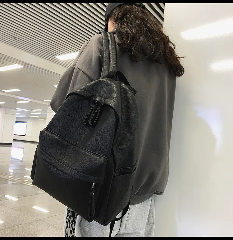 Fashion  Style Ulzzang Style School Backpack Unisex Leisure Travel Solid Color Breathable Multipurpose High School And College Junior High School display picture 1