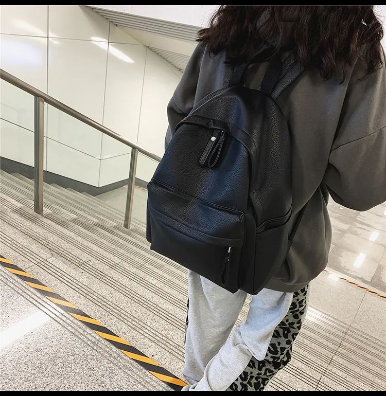 Fashion  Style Ulzzang Style School Backpack Unisex Leisure Travel Solid Color Breathable Multipurpose High School And College Junior High School display picture 3