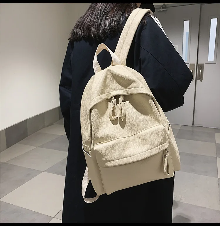 Fashion  Style Ulzzang Style School Backpack Unisex Leisure Travel Solid Color Breathable Multipurpose High School And College Junior High School display picture 4