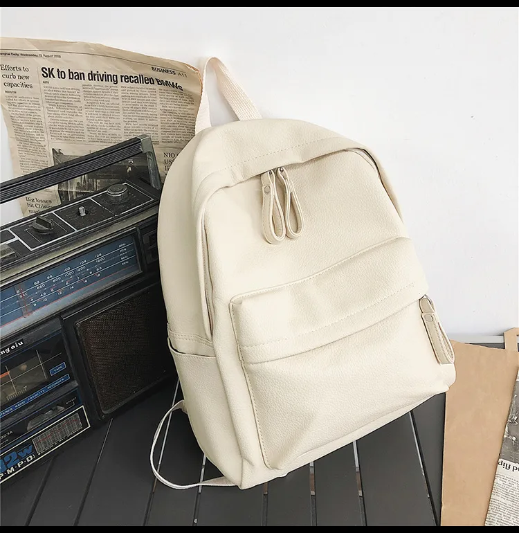 Fashion  Style Ulzzang Style School Backpack Unisex Leisure Travel Solid Color Breathable Multipurpose High School And College Junior High School display picture 6