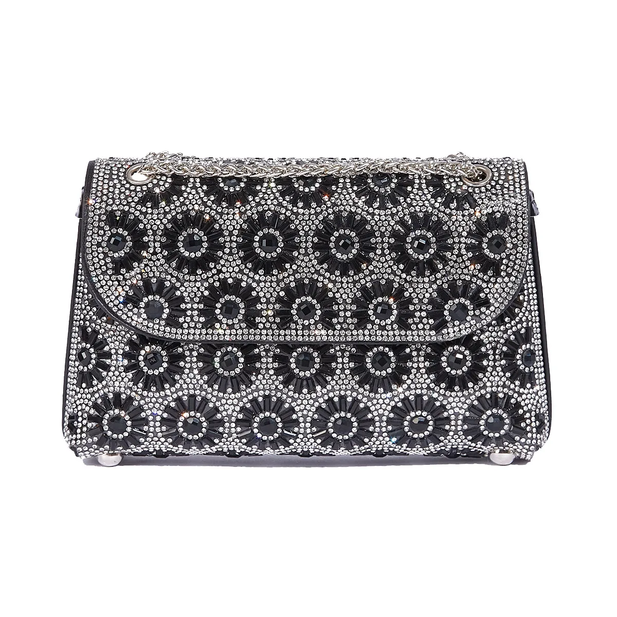 Fashion Rhinestone-Encrusted Chain Shoulder Bag Women's The Dinner Party Bag Fashion Compact Square PU Leather Handbag Strap Polyester Fiber Lining display picture 8