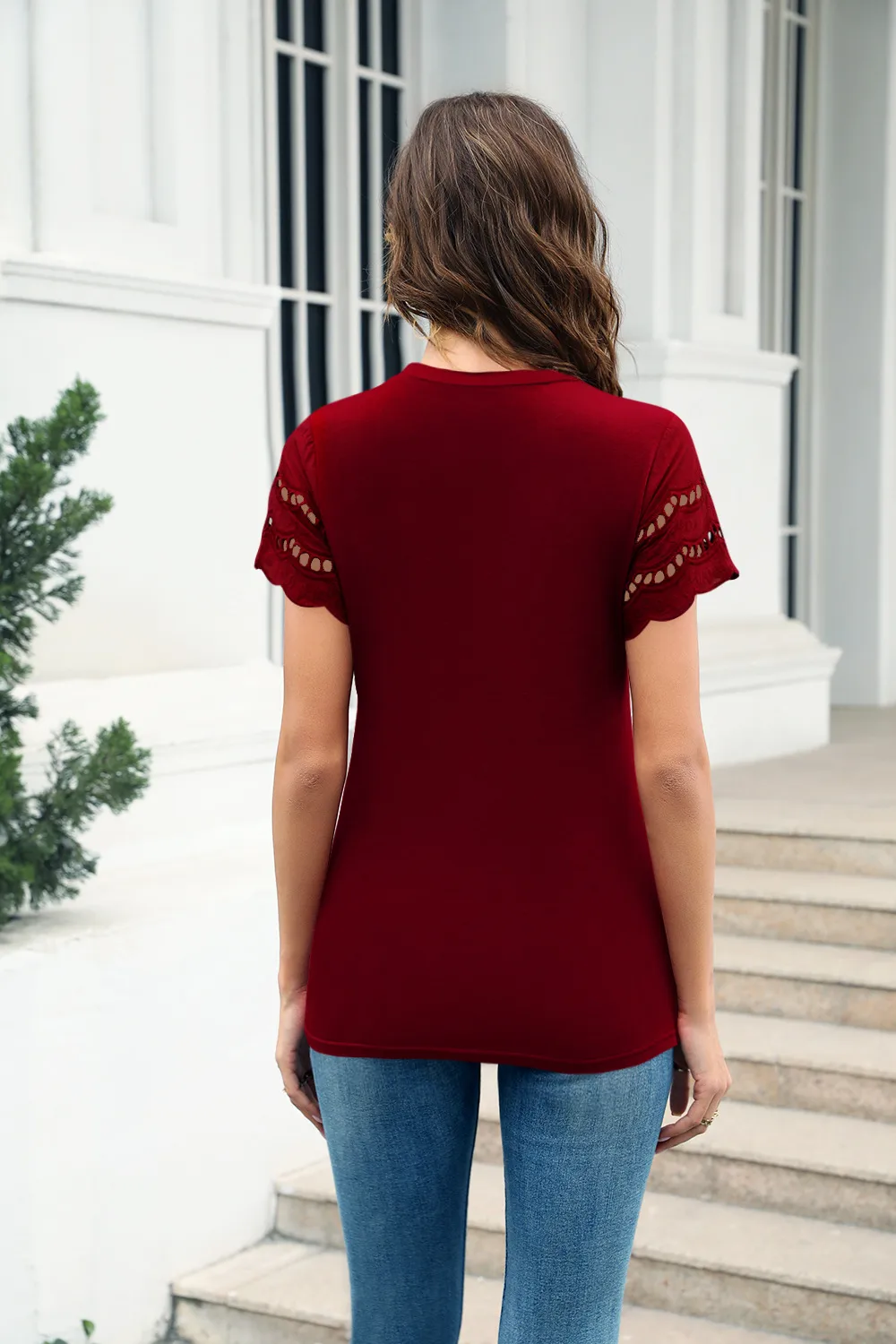 Fashion Round Neck Stitching Lace Decorative T-shirt Women's Summer New Cotton Blend Short Sleeve Street Style Senior Street Style display picture 6