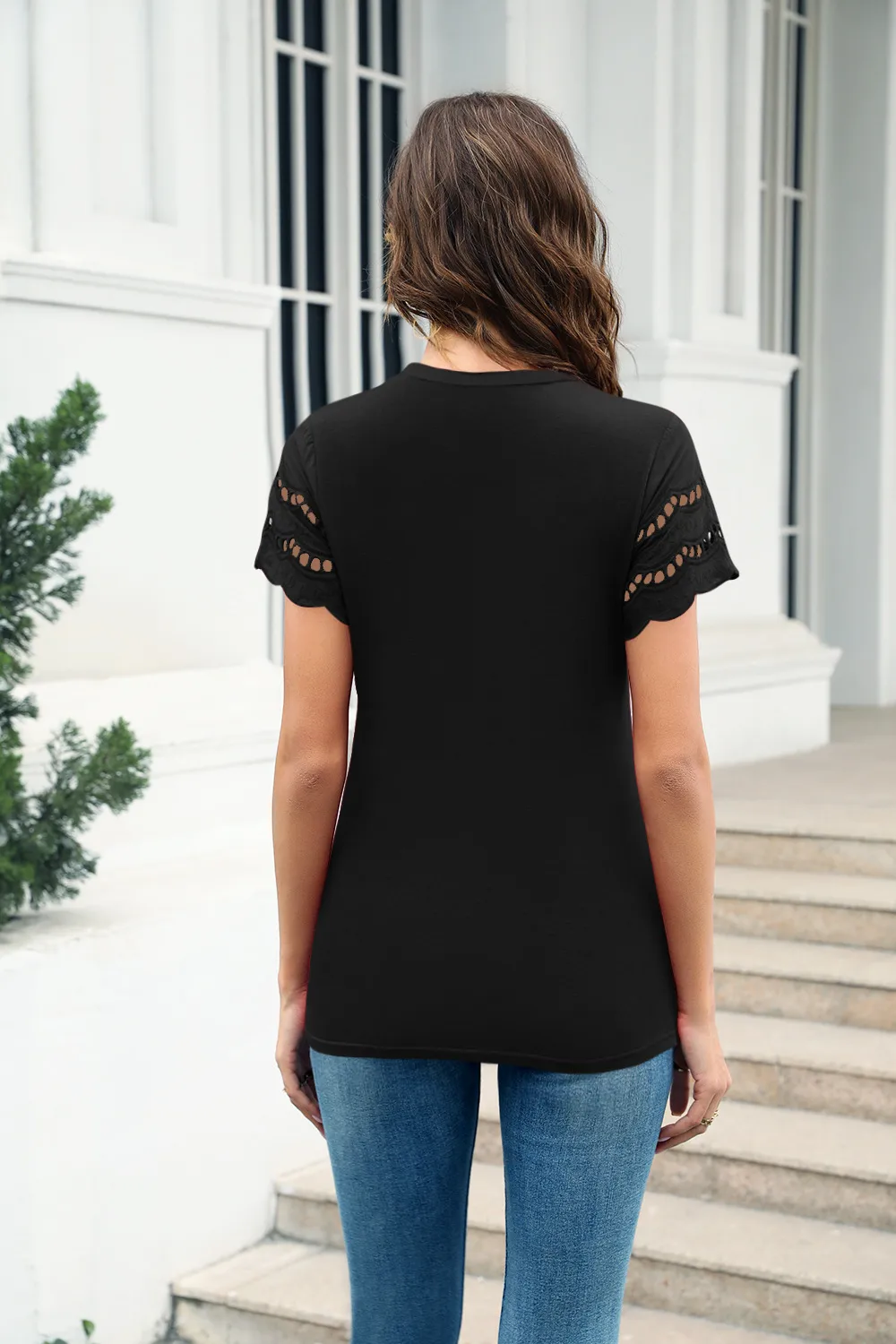 Fashion Round Neck Stitching Lace Decorative T-shirt Women's Summer New Cotton Blend Short Sleeve Street Style Senior Street Style display picture 21