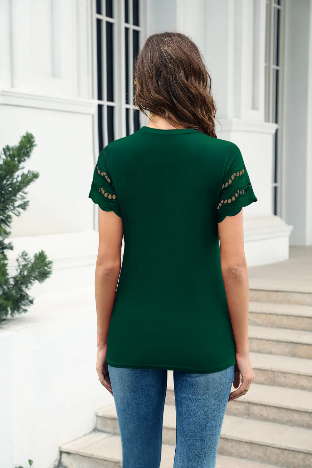 Fashion Round Neck Stitching Lace Decorative T-shirt Women's Summer New Cotton Blend Short Sleeve Street Style Senior Street Style display picture 26