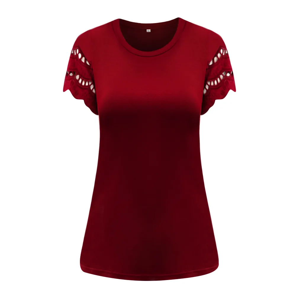 Fashion Round Neck Stitching Lace Decorative T-shirt Women's Summer New Cotton Blend Short Sleeve Street Style Senior Street Style display picture 27