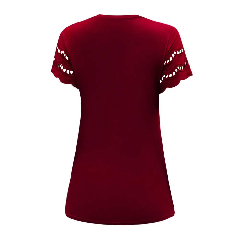 Fashion Round Neck Stitching Lace Decorative T-shirt Women's Summer New Cotton Blend Short Sleeve Street Style Senior Street Style display picture 28
