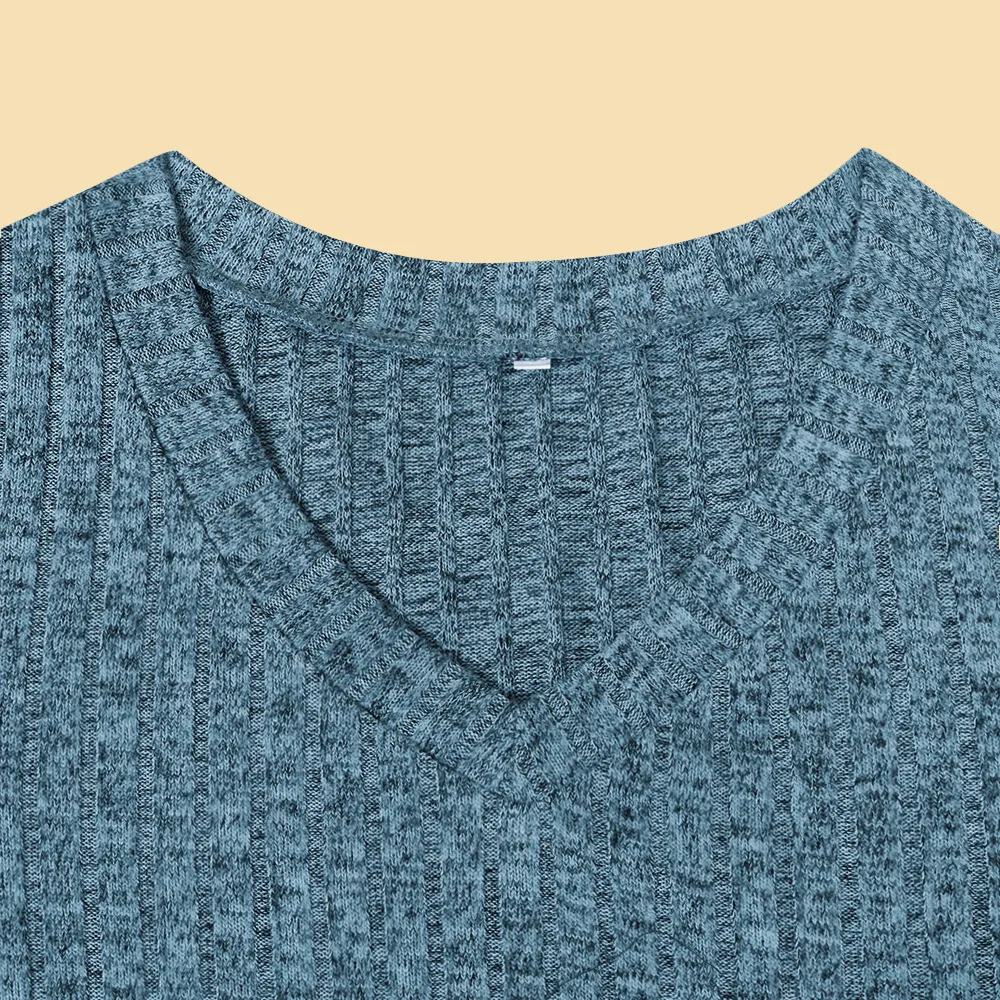 Women's Clothes Long Sleeve T-shirt Brushed V-neck Solid Color Fashion Top Cotton Polyester Fabric Regular Sleeve Fresh Sweet Style display picture 14
