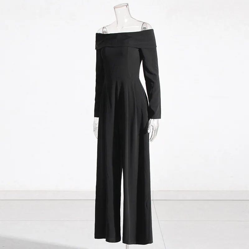 Elegant Style Wide Leg Jumpsuit Casual Pants Back Splice Butterfly Knot Solid Color Long Sleeve Fashionable Commute Suit display picture 7