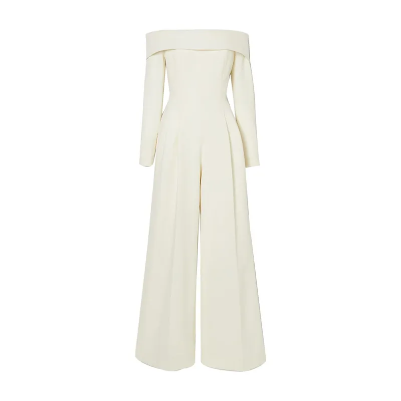 Elegant Style Wide Leg Jumpsuit Casual Pants Back Splice Butterfly Knot Solid Color Long Sleeve Fashionable Commute Suit display picture 5